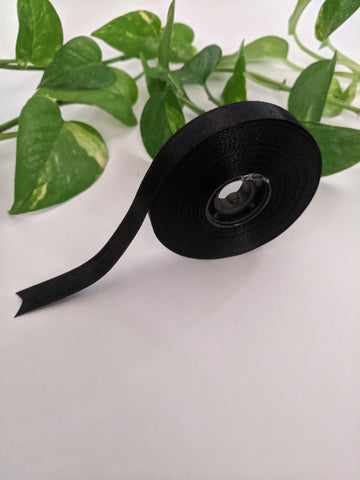 Black - Satin Ribbon (0.5 inch)
