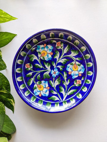 Blue Floral - Blue Pottery Wall Plate