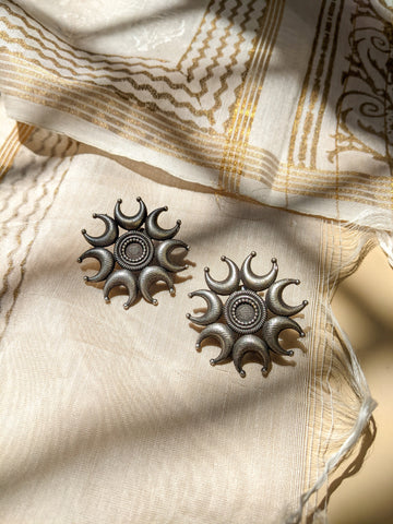 Chakraa - Silver Oxidised Earrings