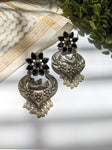 Jodha Pearl - Silver Oxidised Earrings