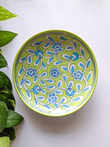 Lime Green - Blue Pottery Wall Plate