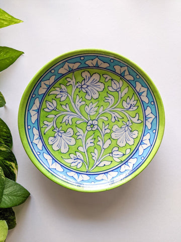 Lime Green & Blue - Blue Pottery Wall Plate