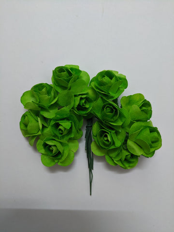 Parrot Green Paper Flowers - Pack of 12 - Craft Store of India