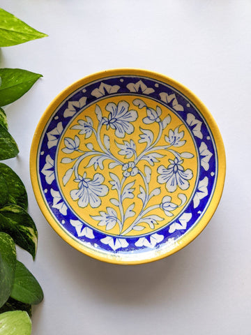 Yellow & Blue - Blue Pottery Wall Plate