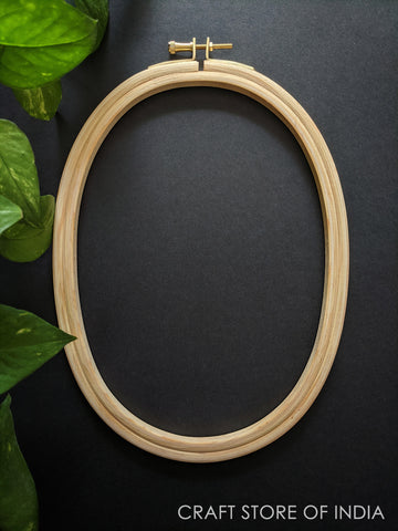 Oval Wooden Embroidery Hoop (Brass Key)