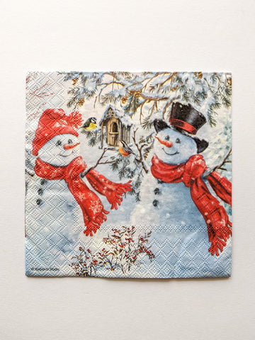 2 Snowmen - Decoupage Napkin