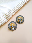 Bee - Silver Oxidised Earrings