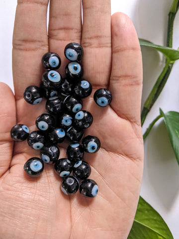 Black - Evil Eye Beads (25 beads)