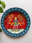 Blue Dholak - Hand-painted Pattachitra Wall Plate