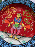 Blue Dholak - Hand-painted Pattachitra Wall Plate