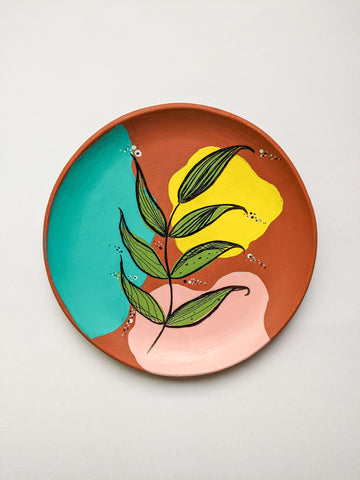 Breezy Tones - Hand-painted Terracotta Decorative Wall Plate