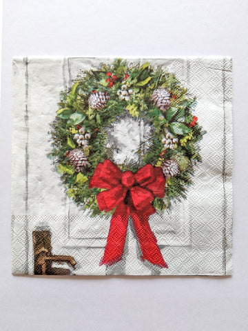 Christmas Floral Wreath - Decoupage Napkin