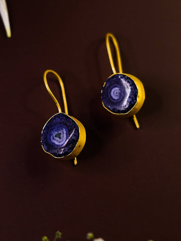 Circular Druzy - Gold Tone Earrings