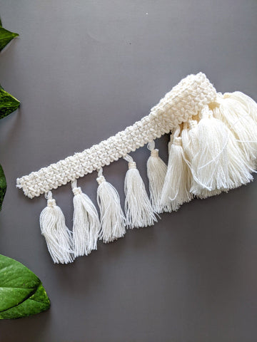 Cream Tassels - Crochet Border Lace