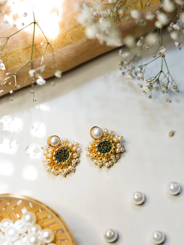 Umrao - Pearl Embellished Thewa Earrings