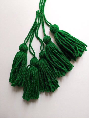 Dark Green - Wool Tassels (Pack of 5)