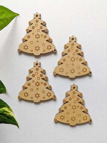 Decorated Tree - MDF Cutout (Pack of 4)