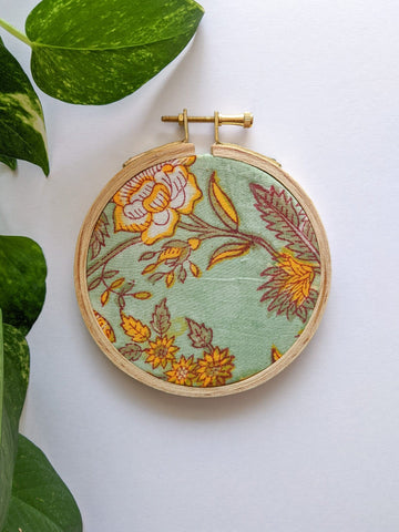 Floral Mint Green - Hoop Art (4" Inches)