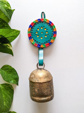 Green Dhara - Leather Bell Hanging (Heart)