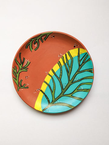 Green Woods - Hand-painted Terracotta Decorative Wall Plate