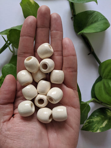 Cream - 16mm Wooden Beads - Craft Store of India