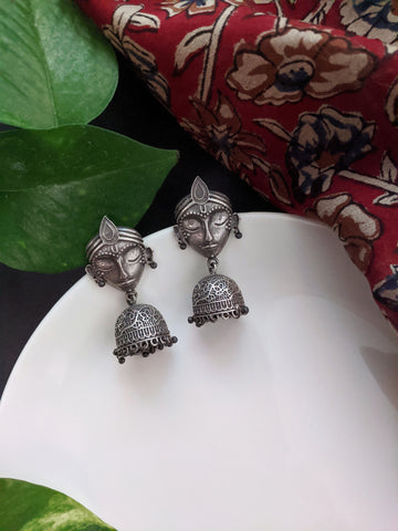 Krishna - Silver Oxidised Earrings