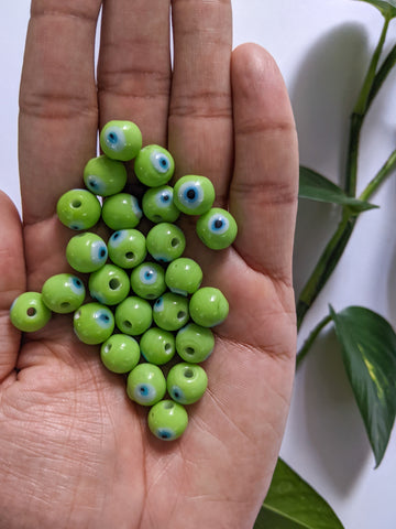 Lime Green - Evil Eye Beads (25 beads)