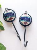 Navy Blue - Blue Pottery Wall Hooks (Pack of 2)