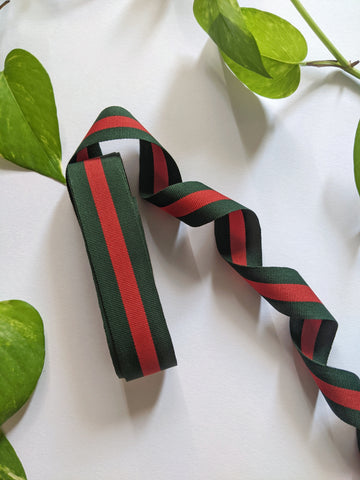Red & Green Stripes - Grosgrain Ribbon