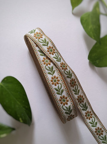 Brown - Floral Border Lace