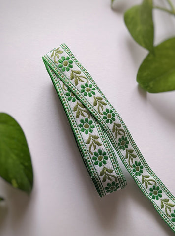 Green - Floral Border Lace