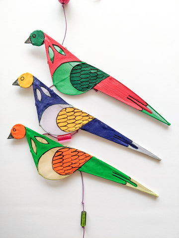 Singing Birds (Design 3) - Hand-painted Hangings