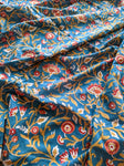 Floral Teal Blue - Printed Fabric