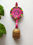 Pink Dhara - Leather Bell Hanging (Leaf)