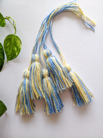 Blue & Yellow Shades - Wool Tassels (Pack of 5)