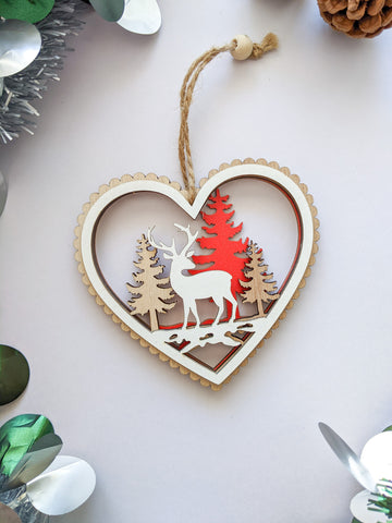 Heart - Reindeer Christmas Ornaments