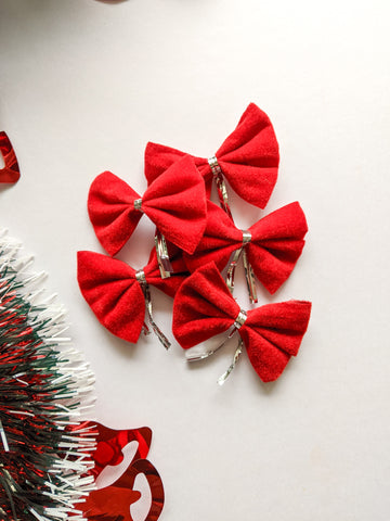 Velvet Bows - Christmas Decoration (Pack of 5)