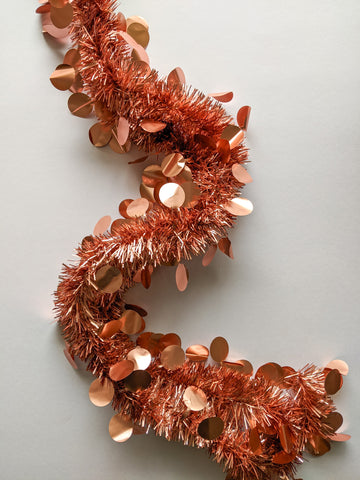 Rose Gold Tinsel Garland - Christmas Decoration (Pack of 2)