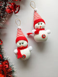 Red & White Snowman - Christmas Decoration (Pack of 2)