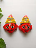 Red Ethnic Mukut - Cheriyal Masks