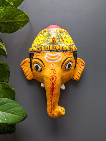 Yellow Ganesha - Cheriyal Mask