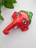 Red Ganesha (Green Mukut) - Cheriyal Mask