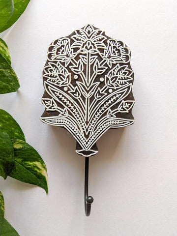 Mughal Flower - Hand-carved Wall Hook