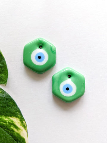 Light Green Hexagon (small) - Evil Eye Beads (Pack of 2)