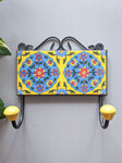 Yellow & Blue Floral - Blue Pottery Wall Hook