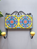 Yellow & Blue Floral - Blue Pottery Wall Hook