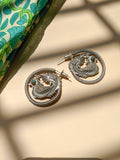 Peacock Hoops - Silver Oxidised Earrings