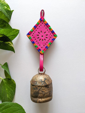 Pink Aakriti - Leather Bell Hanging