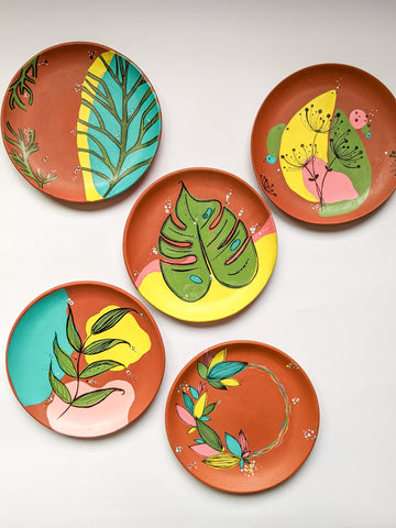 Garden Love - Hand-painted Wall Plates (Set of 5)