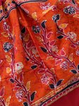 Red - Batik Print Saree